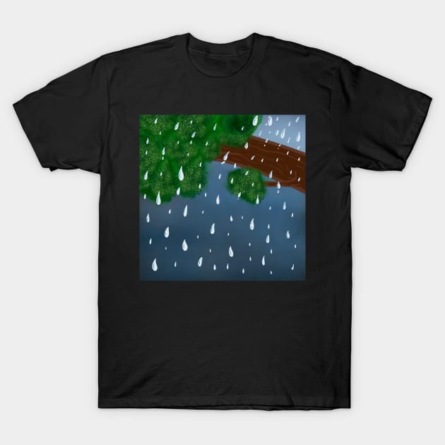 tree in the rain T-Shirt by Crazena